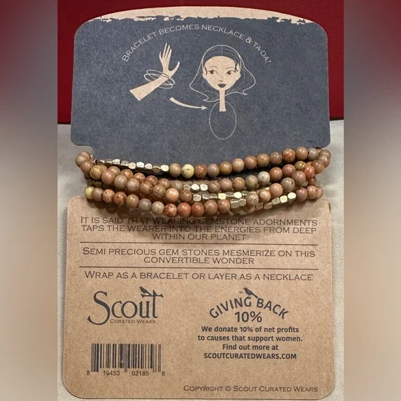 Scout Curated Wears, Petrified Wood, Semi Precious Gem Stone Necklace/Bracelet - Picture 3 of 6